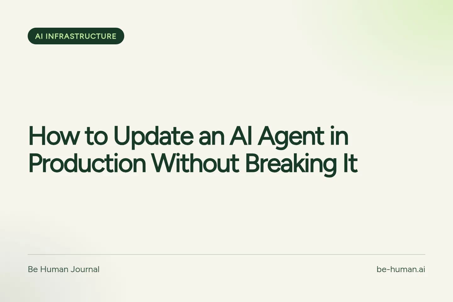 Be Human typographic cover with the title: How to Update an AI Agent in Production Without Breaking It