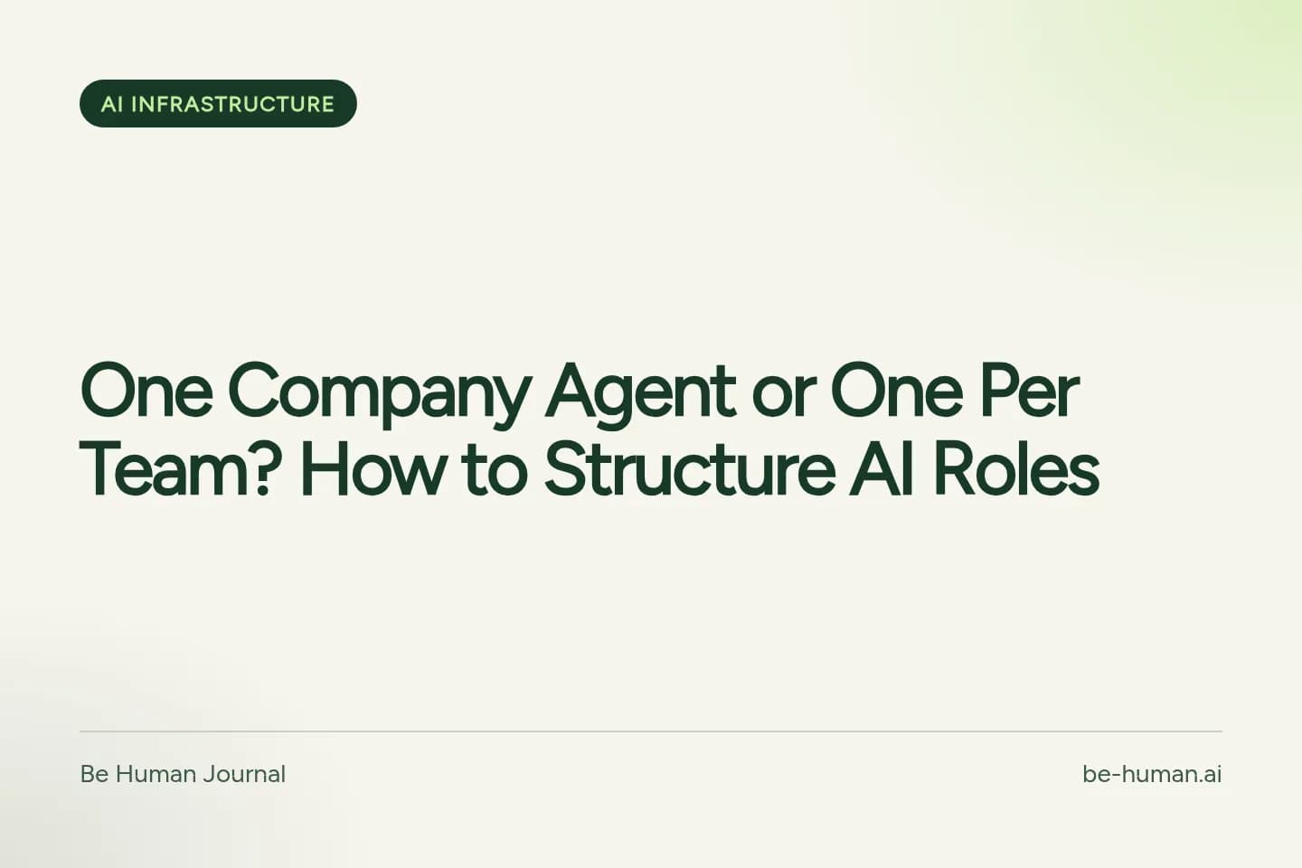Capa tipográfica do Be Human com o título: Quantos agentes de IA uma empresa precisa? Conte papéis, não áreas